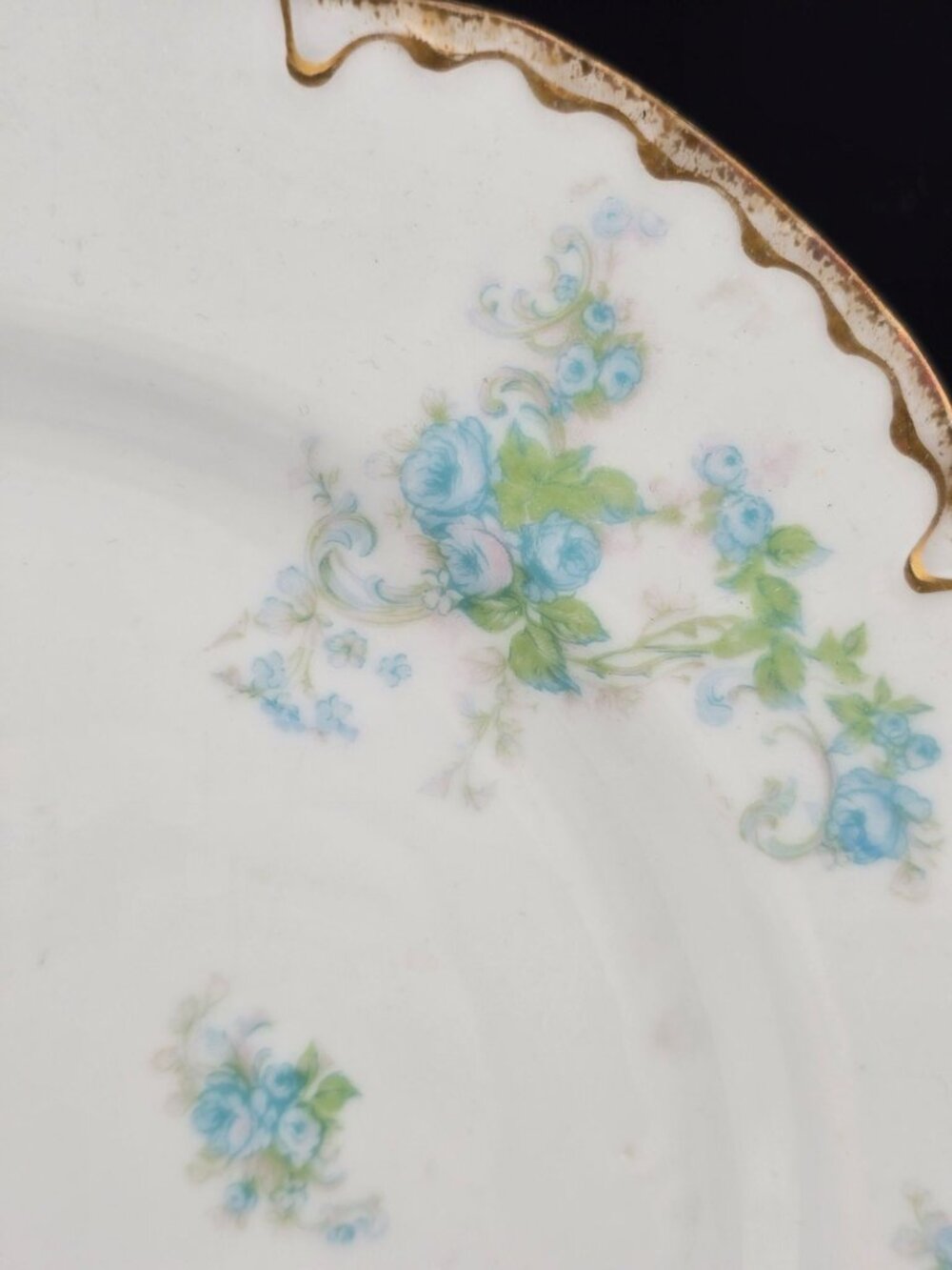 Haviland Limoges France Blue Floral Porcelain Plates With Gold Trim - Set Of 2 - Picture 3 of 16